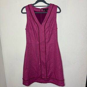 Banana Republic Fuchsia V-Neck Wool Blend Mini Dress Size 8